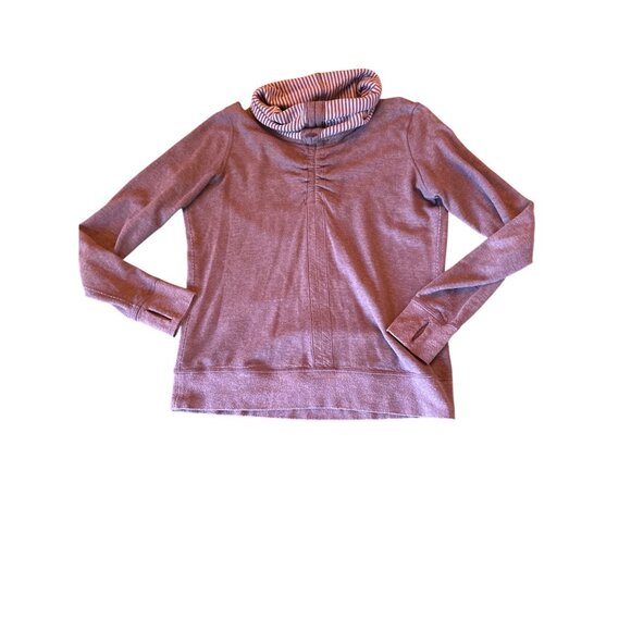 Lululemon Purple Striped Cowl Neck Long Sleeve Top Size 4 Athleisure Sporty - Picture 1 of 4
